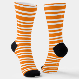 Orange White Stripes Pattern Socks