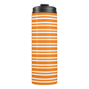 Orange White Stripes Pattern Thermal Tumbler