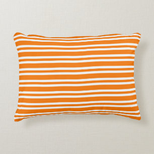 Orange White Stripes Seamless Pattern Decorative Cushion