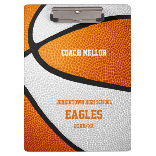 orange white team colours basketball coach name clipboard
