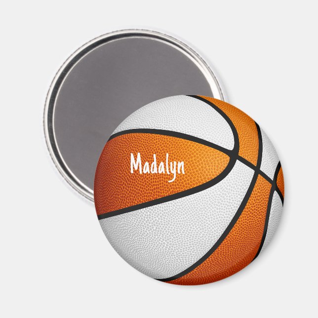 orange white team colours basketball magnet (Front/Back)