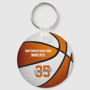 orange white team colours girls boys basketball key ring