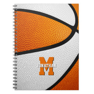 orange white team colours girls boys basketball notebook