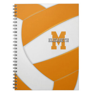 orange white team colours girls boys volleyball notebook