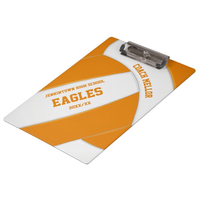 orange white team colours volleyball coach clipboard (Angled)