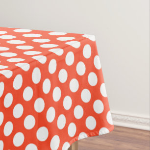 orange white tiled pattern polka dot tablecloth