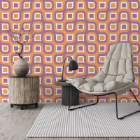 Orange White Violet Purple Midcentury Art Pattern