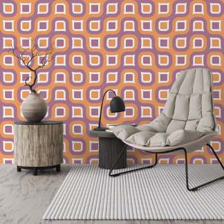 Orange White Violet Purple Midcentury Art Pattern Wallpaper