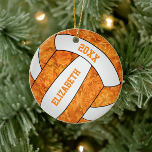 orange white volleyball team colours girly ceramic tree decoration