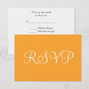 Orange White Wedding RSVP Card