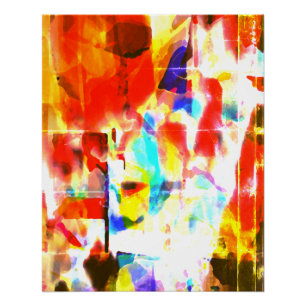 Orange White Yellow Blue Paint Splashes Art Design Poster