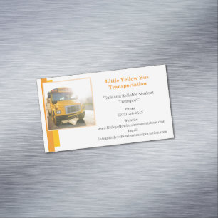 Orange White Yellow School Bus Driver Magnetic Business Card