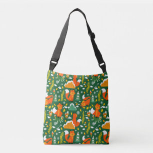 Orange Wild Autumn Winter Forest Fox Crossbody Bag
