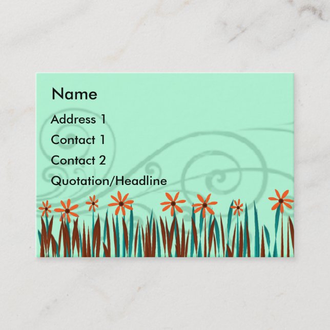 Orange  Wild Flowers with Blue Grass Business Card (Front)