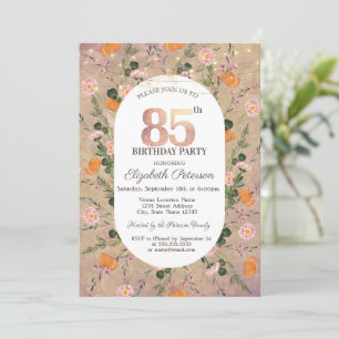 Orange Wildflower String Lights 85th Birthday Invitation