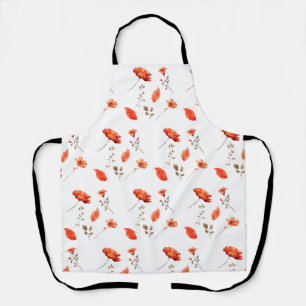 Orange Wildflower Watercolor Pattern  Apron