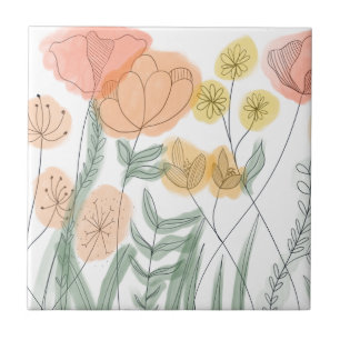 Orange Wildflowers Tile