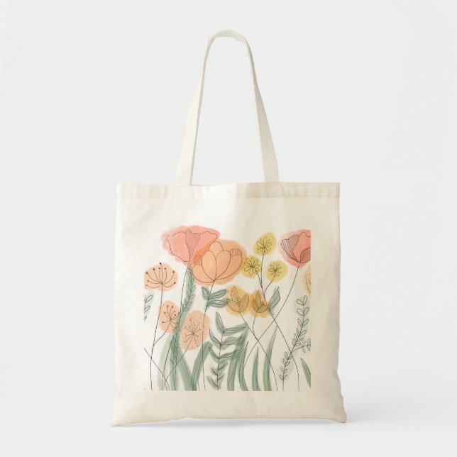 Orange Wildflowers Tote Bag (Front)