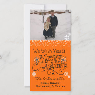 Orange Wish You Merry Christmas Photo Card