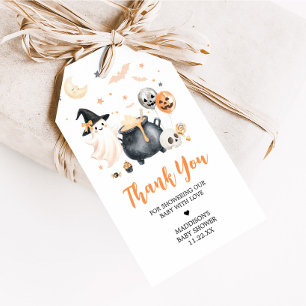 Orange Witch Ghost Little Boo Baby Favour Tags
