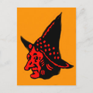 Orange Witch Halloween Postcard