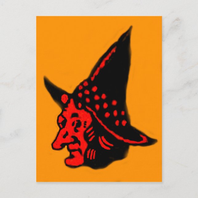Orange Witch Halloween Postcard (Front)