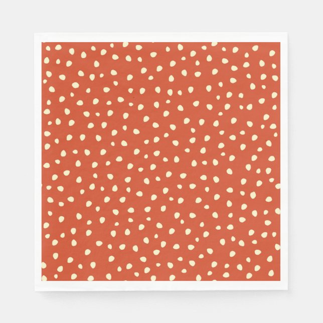 Orange With Beige Dots Paper Napkin (Front)