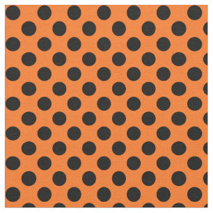 Orange with Black Polka Dot Fabric