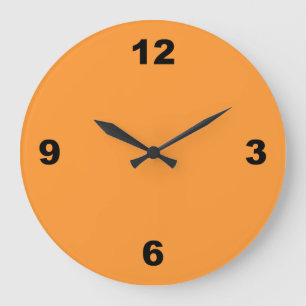 Orange with Large Black Numbers Wall Clock