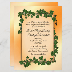 Orange with Vines Fall Wedding Invitation