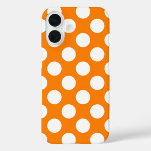 Orange with White Polka Dots iPhone 16 Case