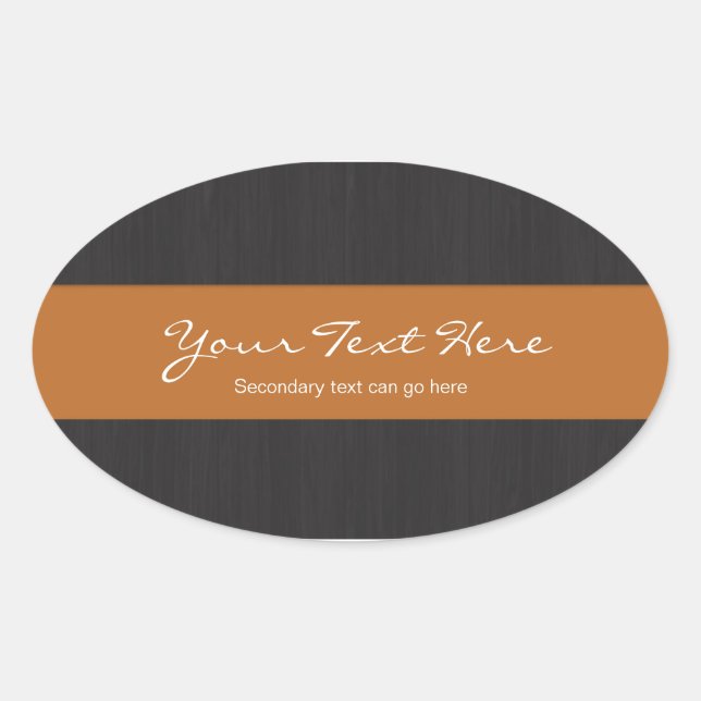 Orange & Woodgrain Customisable Stickers (Front)