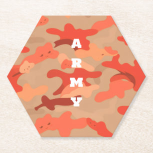 Orange Woodland Camo Paper Coaster