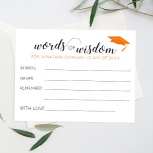 Orange Words of Wisdom Grad Cap Graduation Advice