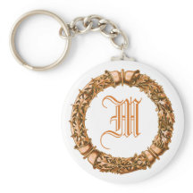 Orange Wreath Monogrammed Keychain