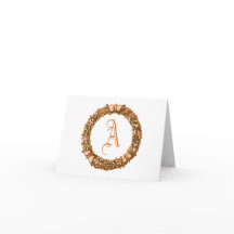 Orange Wreath Monogrammed Note Cards
