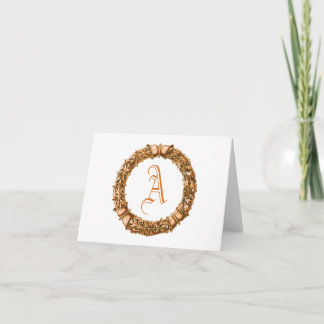 Orange Wreath Monogrammed Note Cards