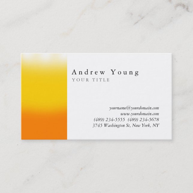 Orange Yelllow White Professional Business Card (Front)