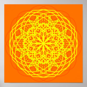 Orange Yellow Abstract Art Kaleidoscope Poster