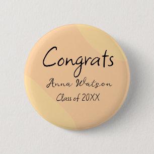 Orange yellow abstract graduate congrats add name 6 cm round badge
