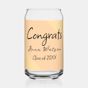 Orange yellow abstract graduate congrats add name  can glass