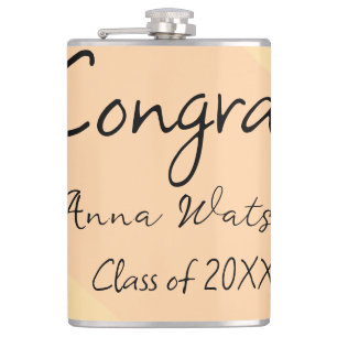 Orange yellow abstract graduate congrats add name hip flask