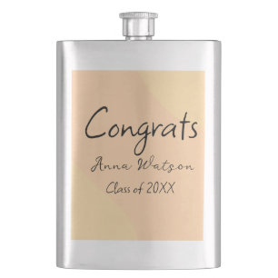 Orange yellow abstract graduate congrats add name hip flask