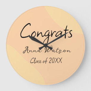 Orange yellow abstract graduate congrats add name large clock