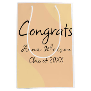 Orange yellow abstract graduate congrats add name medium gift bag