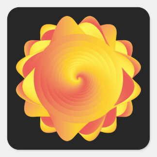 orange yellow abstract rose square sticker