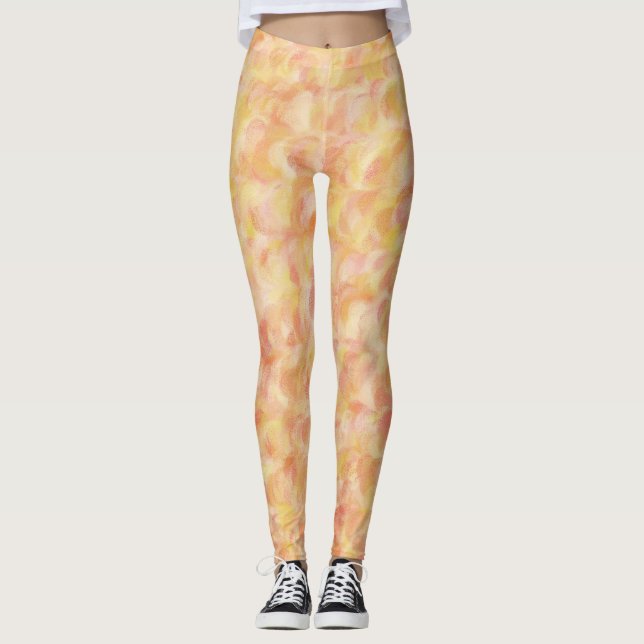 Orange Yellow Abstract Seamless Pattern Leggings (Front)