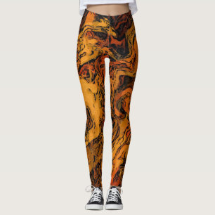 Orange, Yellow and Black Abstract Leggings