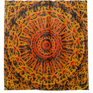 Orange, Yellow and Black Abstract Shower Curtain