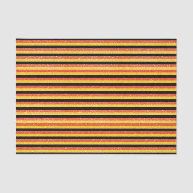 Orange, Yellow and Black Glittery Stripes Tissue Paper (Front)